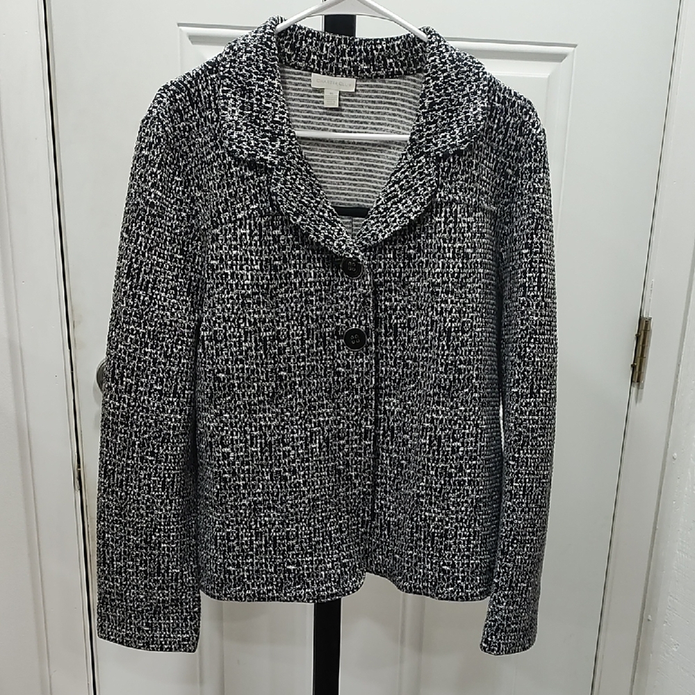 Charter Club Black and White Textured Blazer